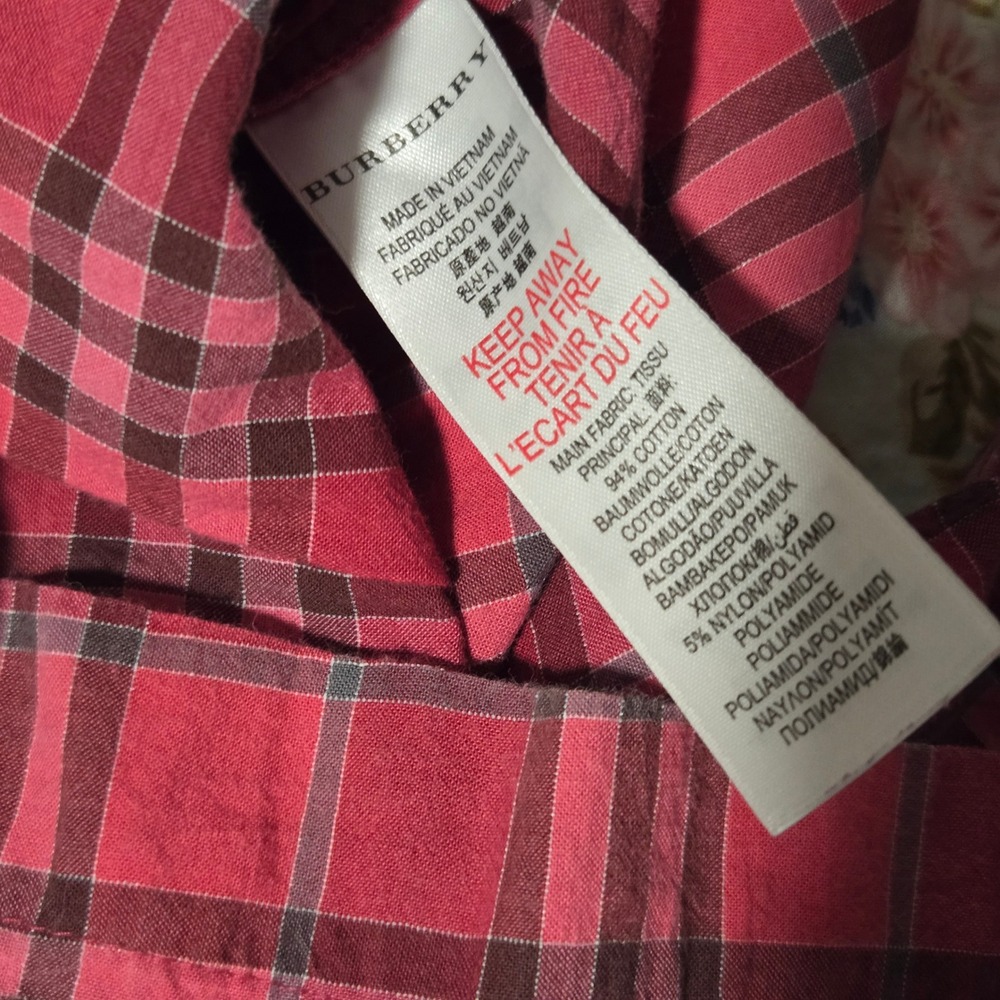 Burberry Children's Pink Plaid 6M Baby Girl Dress Long Sleeve Buttons Back‎ - Picture 6 of 7